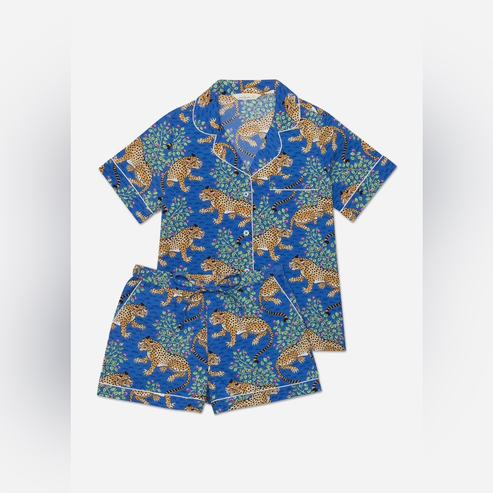 Printfresh Blue Bagheera Organic Cotton Pajama Set Size Small